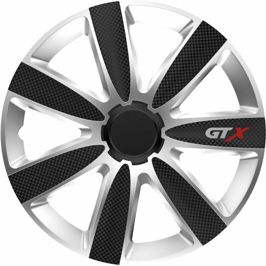 Set Capace De Roți Auto Cridem Gtx Carbon 4 Bucăți Argintiu/Negru 17''