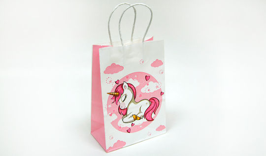Twisted Handle Paper Bag for Gift with Theme "Unicorns" Multicolored 15x21cm. 12pcs