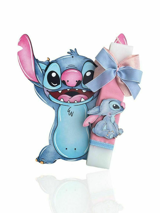 Πασχαλινή Λαμπάδα Lilo & Stitch Πλακέ Χειροποίητη Stitch Smile 25εκ. (Διάφορα Σχέδια)