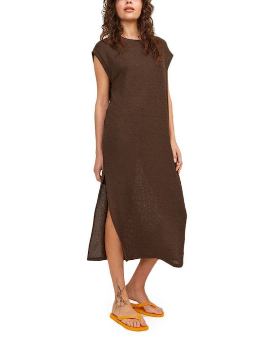 Jack & Jones Midi Dress Knitted with Slit Coffee