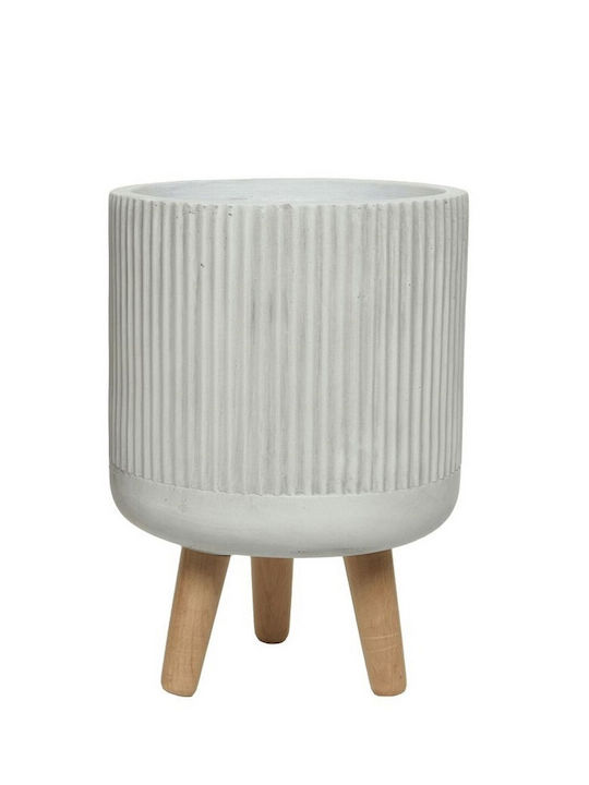 Kaemingk Planter Ceramic White with Stand 24x24cm.