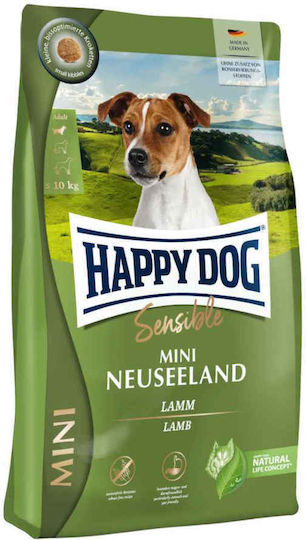 Happy Dog Neuseeland 4kg Trockenfutter für Hunde kleiner Rassen mit Lamm, Reis, Geflügel, Leber, Apfel und Fleisch