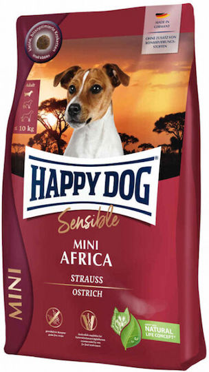 Happy Dog Africa 4kg Trockenfutter für Hunde kleiner Rassen mit Fleisch, Kartoffeln, Geflügel, Leber und Apfel