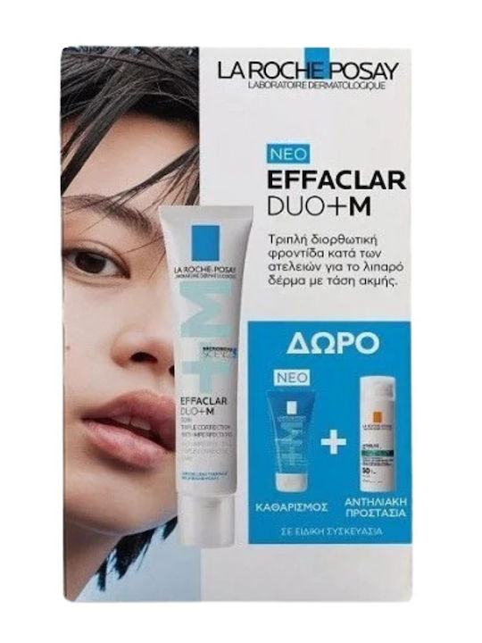 La Roche Posay Effaclar Duo+M Σετ Περιποίησης για Ενυδάτωση & Καθαρισμό Προσώπου 3τμχ