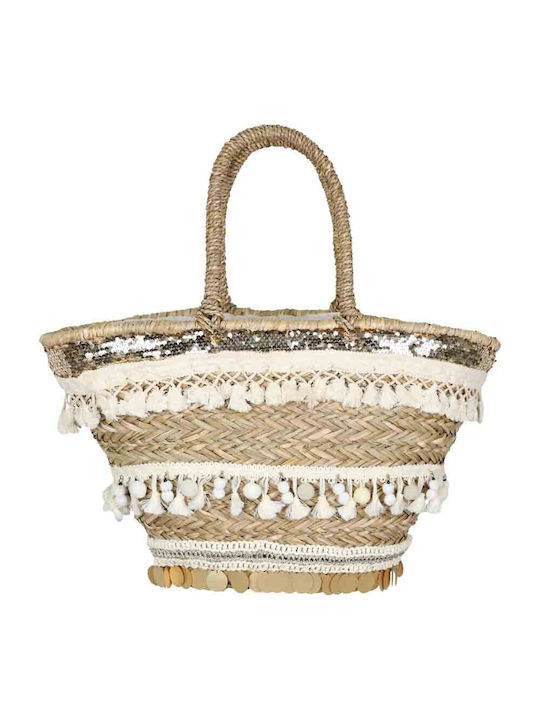 Aquablue Straw Beach Bag with Ethnic design