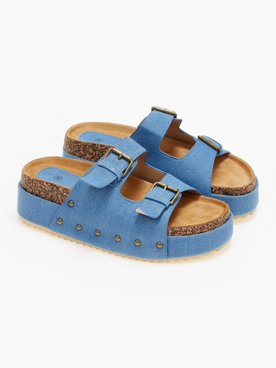 Sandale duble cu detalii metalice - albastru