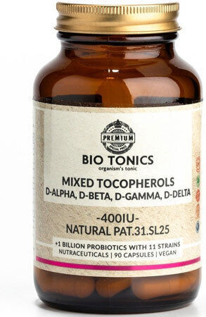 Bio Tonics Mixed Tocopherols Βιταμίνη για τo Δέρμα & Αντιοξειδωτική δράση 400iu 90 φυτικές κάψουλες
