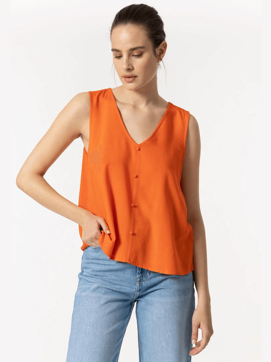 Tiffosi Women's Blouse Sleeveless Orange