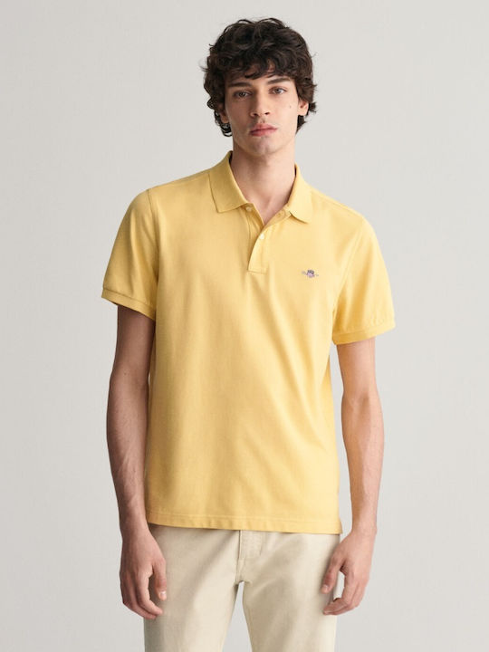 Gant Bluza Bărbătească cu Mânecă Scurtă Polo Galbenă