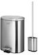 Inter Ceramic 8355S Metallisch Set aus Toilettenbürste und Mülleimer für das Badezimmer 6Es Silber