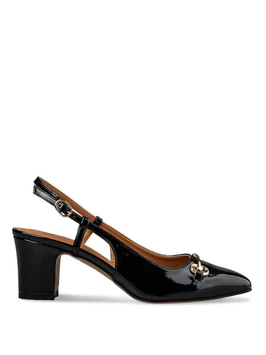 Envie Shoes Patent Leather Black Heels