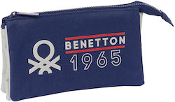 Τριπλή Κασετίνα Benetton Varsity Γκρι Ναυτικό Μπλε 22 X 12 X 3 Cm