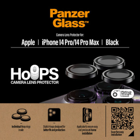 PanzerGlass Hoops Протектор за камера Закалено стъкло Черен за iPhone 14 Pro / 14 Pro Max - iPhone 14 Про / 14 Про Макс