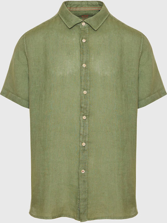 Funky Buddha Kurzärmlig Leinen Hemd Khaki