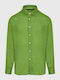 Funky Buddha Men's Shirt Long Sleeve Linen Grass Green