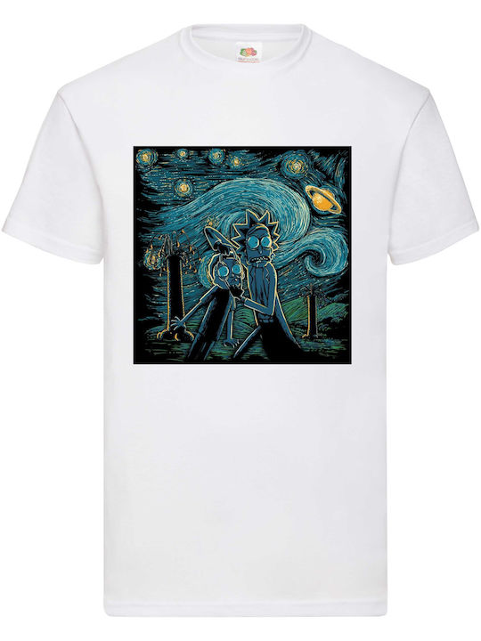 Tricou alb Rick And Morty Van Gogh Original Fru...