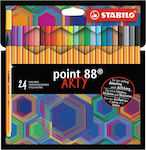 Set de markere Stabilo Point 88 Arty 0,4 Mm (24 bucăți)