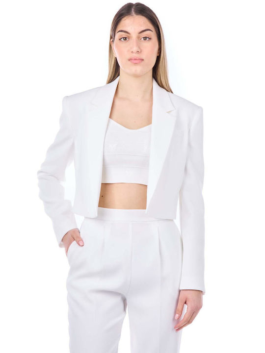 Pinko Damen Krepp Blazer Weiß