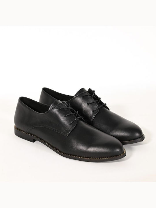 Evangelia Drosi Women's Leather Oxford Shoes Black