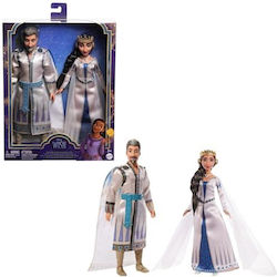 Set de 2 păpuși Disney Wish, Regele Magnifico și Regina Amaya Păpuși de modă cu haine și accesorii detașabile, Hrc18