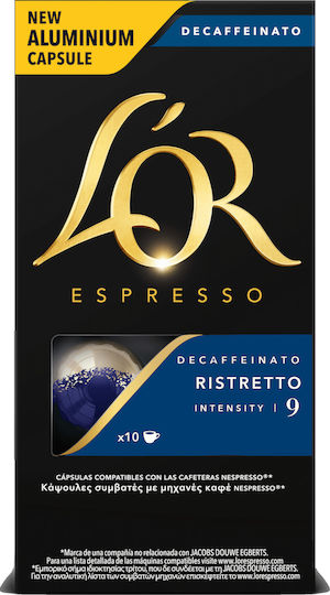 L'Or Κάψουλες Espresso Ristretto Decaffeine Συμβατές με Μηχανή Nespresso 10caps