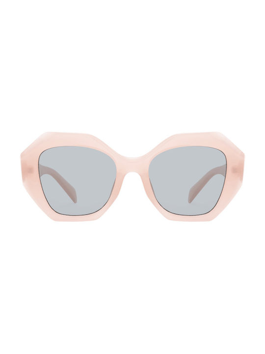 Women's Sunglasses with Pink Plastic Frame and Gray Lens 028069-2