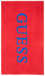 Guess Red Cotton Beach Towel