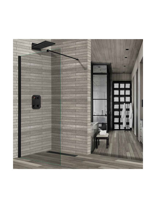Aquarelle WIC WICB-100 Fixed Side for Shower 100x200cm Clear Glass Black