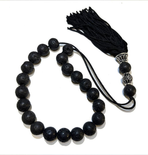 Worry Beads with Tassel with 21 Beads Natural Black 1cm