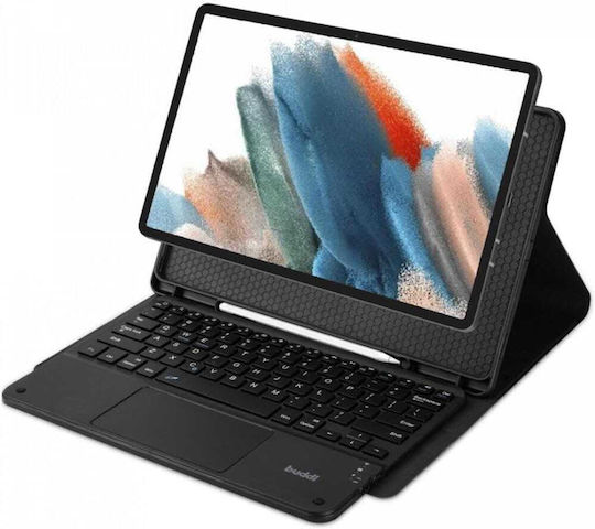 Buddi Zuna Flip Cover με Πληκτρολόγιο στα Αγγλικά US Μαύρη (Samsung Galaxy Tab S9 Plus 12.4'' X810 / X816B)