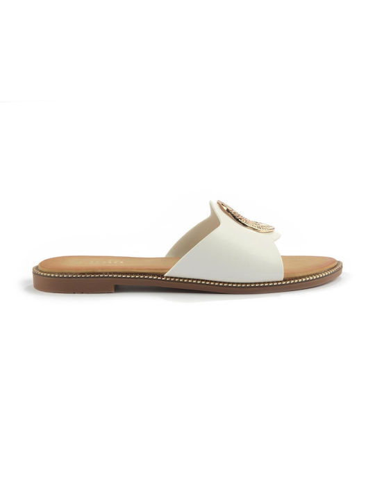 Slipper mit herzförmiger Fassia und dekorativer Goldschnalle Fshoes W151.04 - Fshoes - White