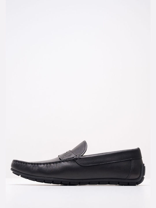 Boss Shoes Men's Leather Moccasins Black