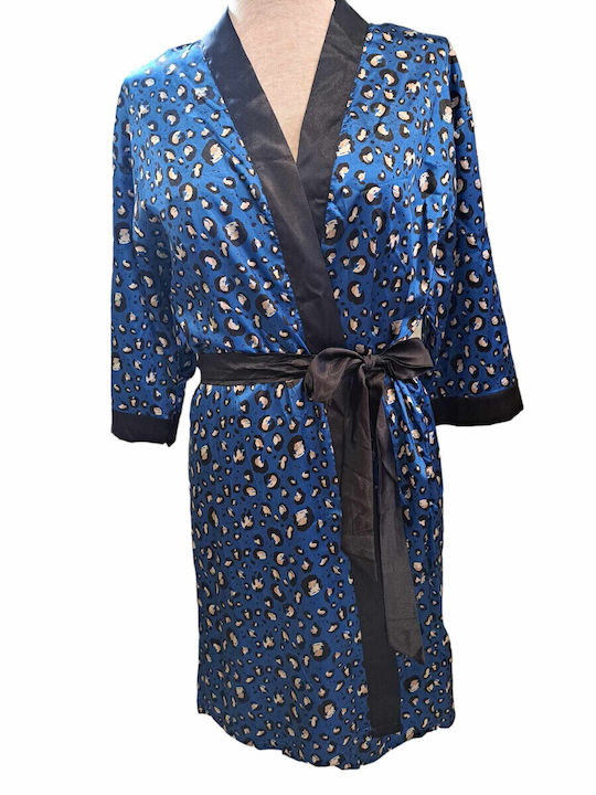 Elite Form Blau Satin Satin Robe Crossbody Leopard. (Code: 0905)