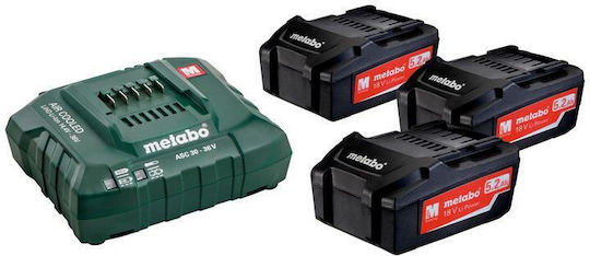 Metabo Set of 3 Tool Batteries 18V with Battery Capacity 52Ah