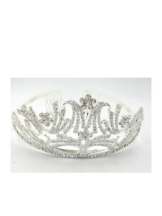 Tiara metalică mare cu strass