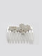 Metallic comb in silver color Heart design decorated with white strass