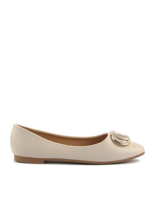 Fshoes Synthetic Leather Ballerinas Fshoes Beige