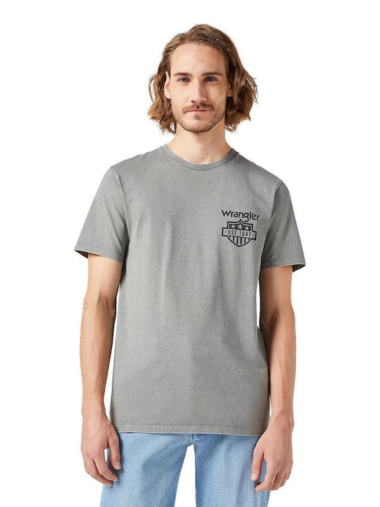 Wrangler T-shirt Bărbătesc cu Mânecă Scurtă Gri