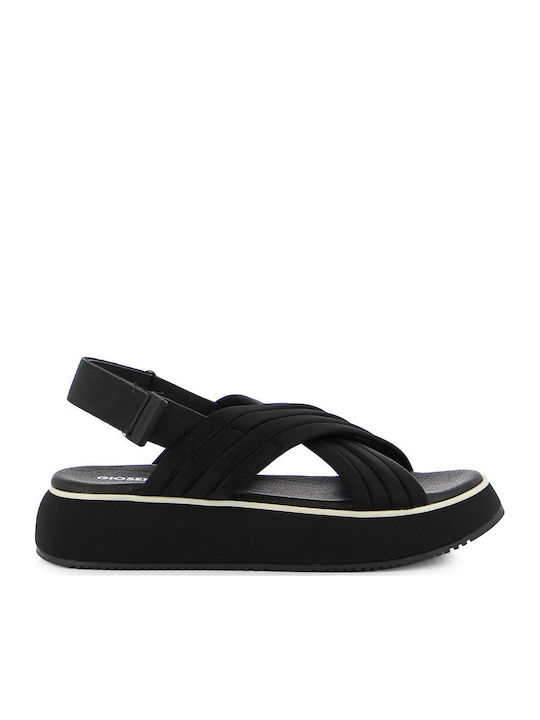 Women's Leather Platform Shoes Black
