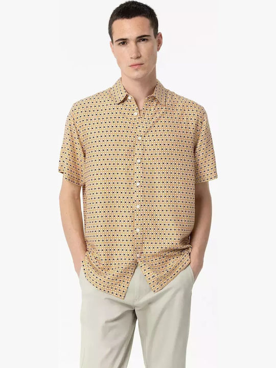 Short-sleeved Cotton Shirt Beige
