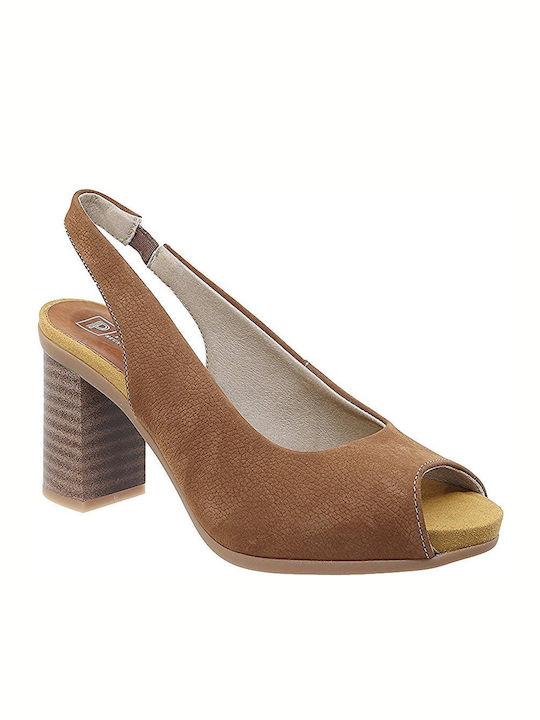 Pitillos Anatomic Leather Pointed Toe Tabac Brown Heels