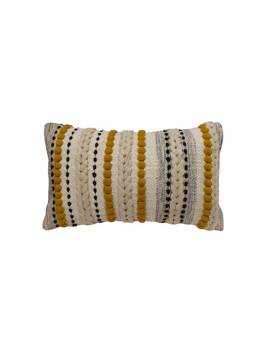 Le Blanc Sofa Cushion 100% Cotton Natural With Mustard 30x50cm