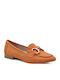 Leather Women's Moccasins in Orange Color