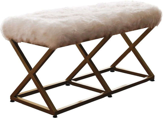 Σκαμπό Σαλονιού Capraz Pelush Gold-white 100x40x50εκ. Σκαμπό Σαλονιού Capraz Pelush Gold-white 100x40x50εκ.