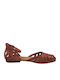 Sandale Casual Damă Flats Fi2902 Tabac Maro De Piele Porronet
