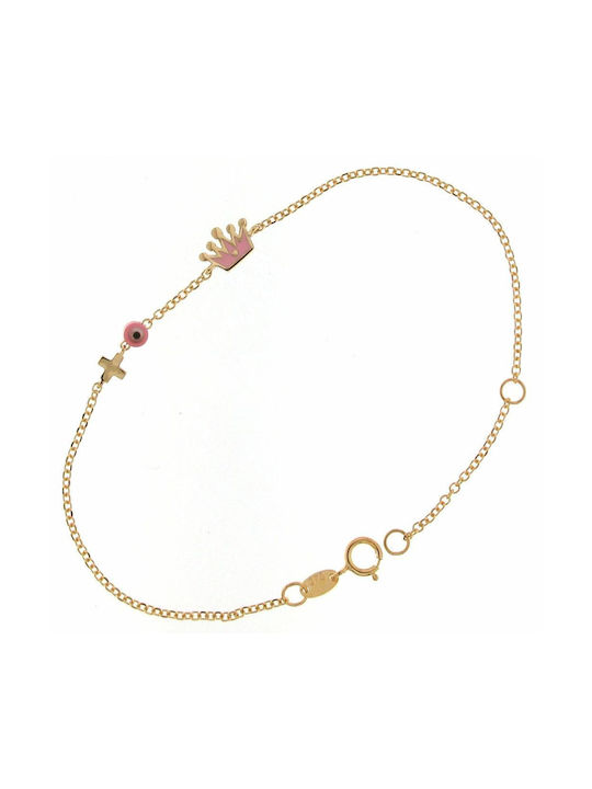 Q-Jewellery Kids Gold Bracelet with Evil Eye for Girl