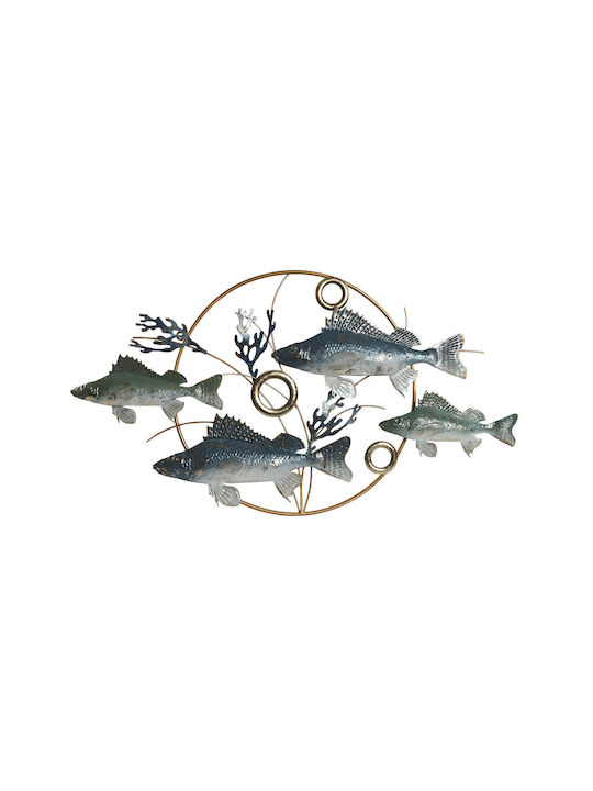 Wanddekoration Home Esprit Blau Gold Mediterran Fische Wanddekoration 91 X 4,5 X 50 Cm