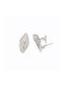 Metallic Oval Earrings Silver Oval with Strass