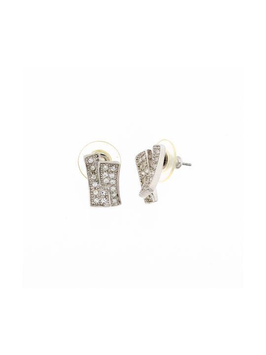 Metallic silver earring with strass