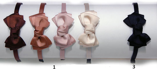 Fabric Headband with Triple Bow in 4 Earthy Colors and Black-Black